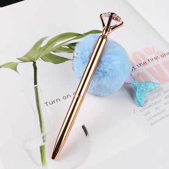 3 τεμάχια Big Crystal Diamond Bling Metal Stens Ballpoint Office School Schools Gifts 1,0mm Refill Roller Writting Ballpoint Stand