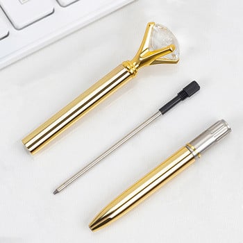 3 τεμάχια Big Crystal Diamond Bling Metal Stens Ballpoint Office School Schools Gifts 1,0mm Refill Roller Writting Ballpoint Stand