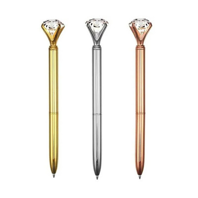 3Pcs Big Crystal Diamond Bling Metalne kemijske olovke Uredski darovi za učenike 1,0 mm Valjak za punjenje Kemijska olovka za pisanje