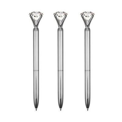 3Pcs Big Crystal Diamond Bling Metalne kemijske olovke Uredski darovi za učenike 1,0 mm Valjak za punjenje Kemijska olovka za pisanje