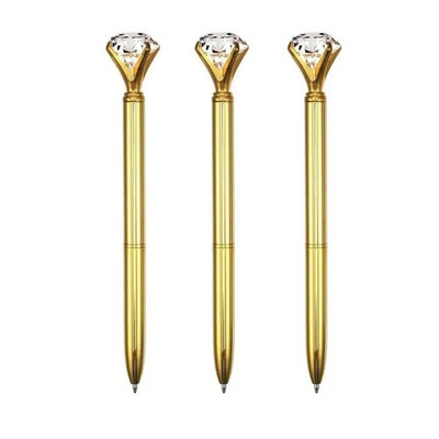 3Pcs Big Crystal Diamond Bling Metalne kemijske olovke Uredski darovi za učenike 1,0 mm Valjak za punjenje Kemijska olovka za pisanje