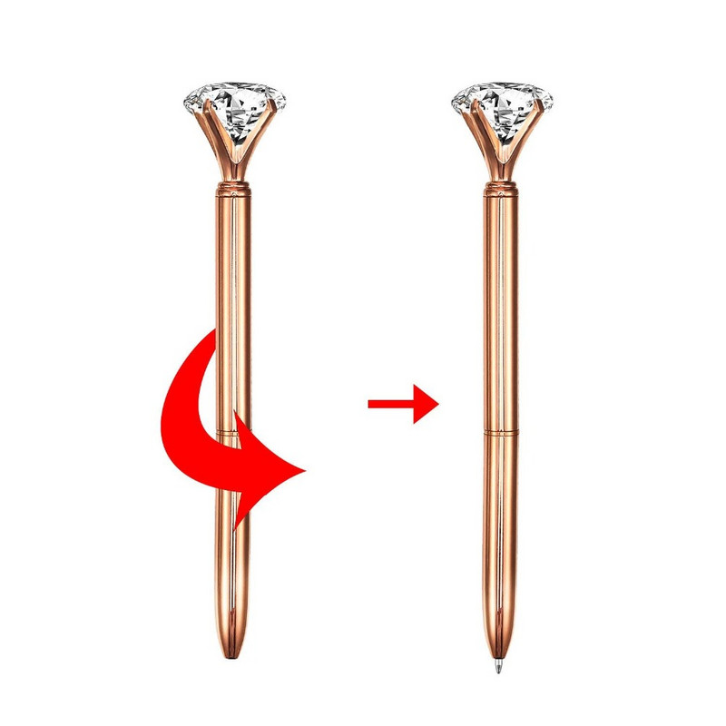 3Pcs Big Crystal Diamond Bling Metalne kemijske olovke Uredski darovi za učenike 1,0 mm Valjak za punjenje Kemijska olovka za pisanje