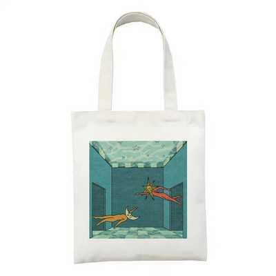 Ženska platnena torba za kupnju Sun Moon torba za knjige Ženska pamučna torba na rame Eko ručna torba Tote Torbe za kupovinu namirnica za višekratnu upotrebu