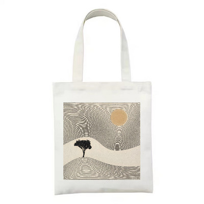 Ženska platnena torba za kupnju Sun Moon torba za knjige Ženska pamučna torba na rame Eko ručna torba Tote Torbe za kupovinu namirnica za višekratnu upotrebu