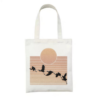 Ženska platnena torba za kupnju Sun Moon torba za knjige Ženska pamučna torba na rame Eko ručna torba Tote Torbe za kupovinu namirnica za višekratnu upotrebu