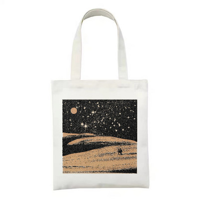 Ženska platnena torba za kupnju Sun Moon torba za knjige Ženska pamučna torba na rame Eko ručna torba Tote Torbe za kupovinu namirnica za višekratnu upotrebu