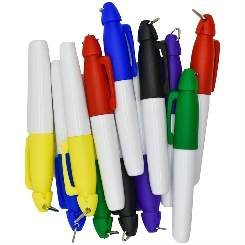 12GB Mini pastāvīgie marķieri Daudzkrāsaini golfa bumbu marķieri ar golfa atslēgu piekariņu klipiem medmāsu žetonu gredzenu skolai ārā