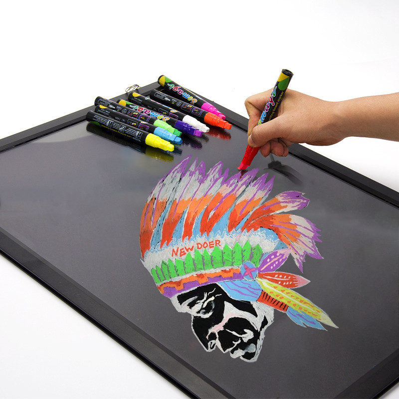 8 spalvų nuimami skysti kreidiniai dažai langų žymekliai, plaunami žymekliai, skirti langams, veidrodžiams, automobilio priekiniams langams, stiklams, lentoms