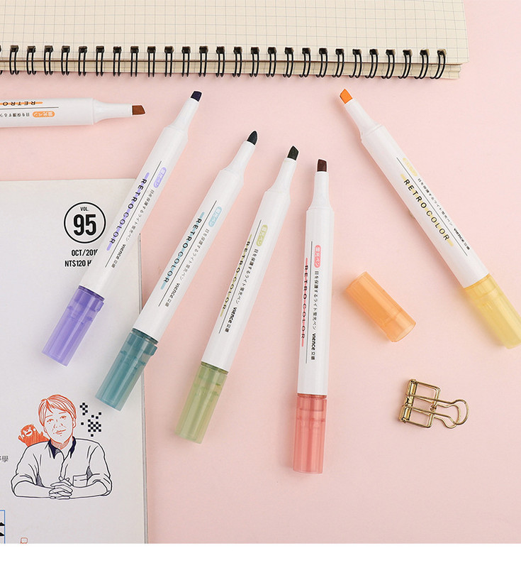 Qiduo 6 kom/set Morandi fluorescentna olovka Visokokvalitetna simpatična olovka za označavanje kreativnosti Olovke za dnevnike Kawaii umjetnički školski pribor