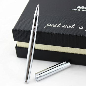 Υψηλής ποιότητας JINHAO 126 Luxury Pure Silver Στυλό Rollerball Μεταλλικό Ατσάλινο στυλό με θήκη δώρου Είδη γραφείου Δώρα