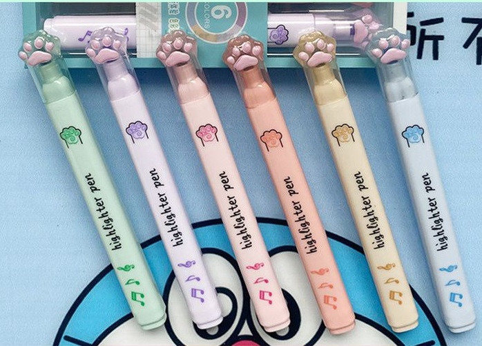 Slatke pastelne olovke u 6 boja Highlighter Dvostruka mačja šapa Fluorescentna olovka Art Marker za crtanje Pisma školski pribor dječji dar