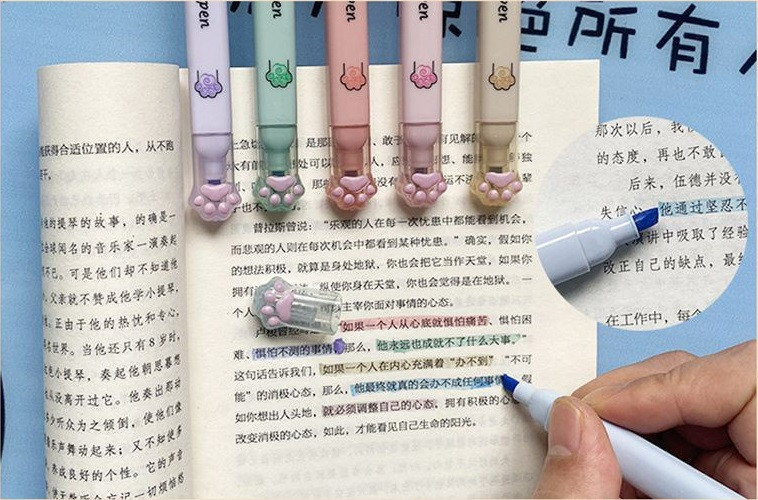 Slatke pastelne olovke u 6 boja Highlighter Dvostruka mačja šapa Fluorescentna olovka Art Marker za crtanje Pisma školski pribor dječji dar