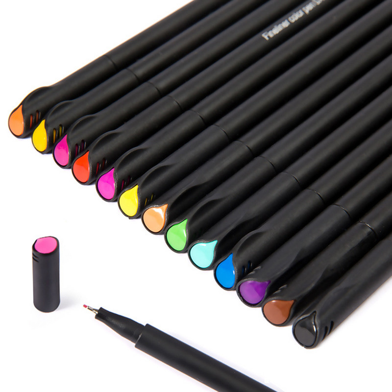 Mini 12/24Pcs Fineliner Brush Pen Set Graffiti Art Marker Crtanje Tinta Boje Pen Liner Kaligrafija Finecolour Pencil Printes