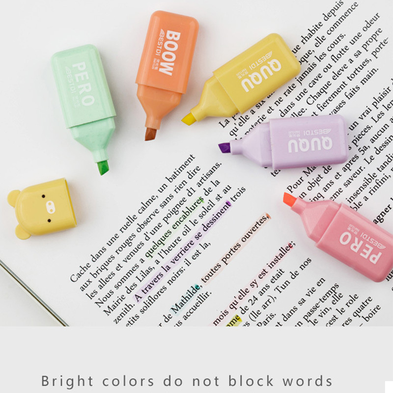 Kawaii mini marķieris 4/5/6 krāsas/komplekts Jauki marķieri pasteļtoņu zīmēšanas pildspalva Skolas un biroja mākslas kancelejas piederumi