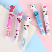 10 krāsu 1 krāsu lodīšu pildspalva, multfilma studentu Scrapbooking pildspalva Unicorn daudzkrāsu preses lodīšu pildspalva Korejas kancelejas piederumi