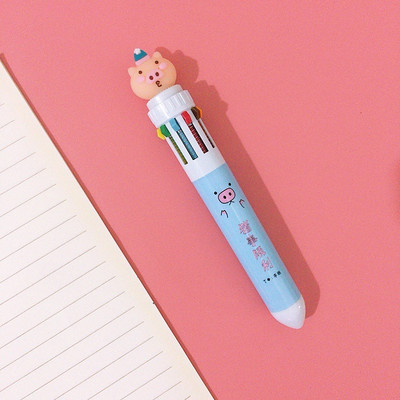 10 krāsu 1 krāsu lodīšu pildspalva, multfilma studentu Scrapbooking pildspalva Unicorn daudzkrāsu preses lodīšu pildspalva Korejas kancelejas piederumi