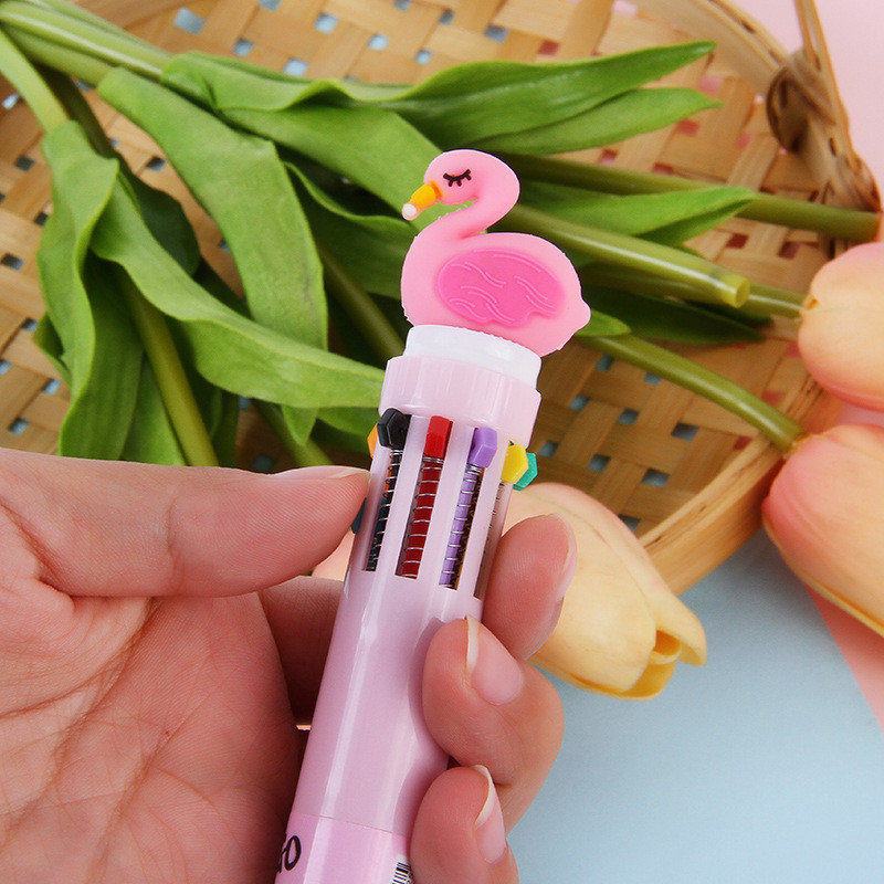 10 krāsu 1 krāsu lodīšu pildspalva, multfilma studentu Scrapbooking pildspalva Unicorn daudzkrāsu preses lodīšu pildspalva Korejas kancelejas piederumi