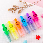6 τμχ/σετ Creative Smiley Face Fluorescent Pen 6 PC Μικρό Μίνι έγχρωμο στυλό μαρκαρίσματος κεφαλής μαθητή Key Line Highlighter