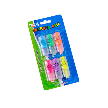 6 τμχ/σετ Creative Smiley Face Fluorescent Pen 6 PC Μικρό Μίνι έγχρωμο στυλό μαρκαρίσματος κεφαλής μαθητή Key Line Highlighter
