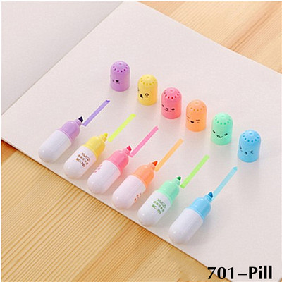 KssButy 6PCS/Set Lišće gljiva Slatka Kawaii fluorescentna olovka za označavanje Kawaii flomasteri s kredom Školski pribor