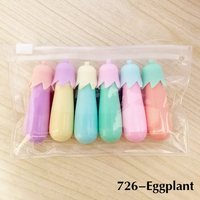 KssButy 6PCS/Set Lišće gljiva Slatka Kawaii fluorescentna olovka za označavanje Kawaii flomasteri s kredom Školski pribor