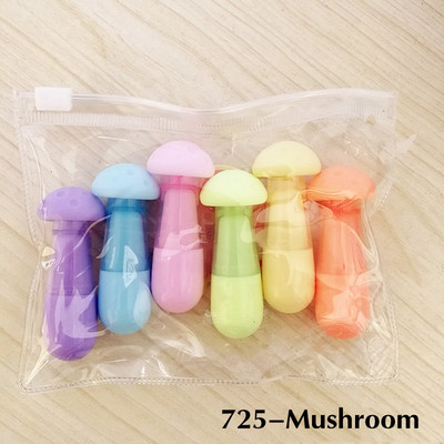 KssButy 6PCS/Set Lišće gljiva Slatka Kawaii fluorescentna olovka za označavanje Kawaii flomasteri s kredom Školski pribor