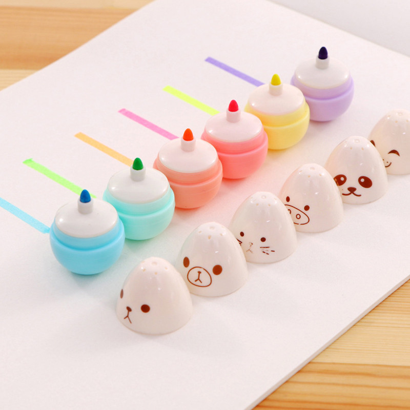 KssButy 6PCS/Set Lišće gljiva Slatka Kawaii fluorescentna olovka za označavanje Kawaii flomasteri s kredom Školski pribor