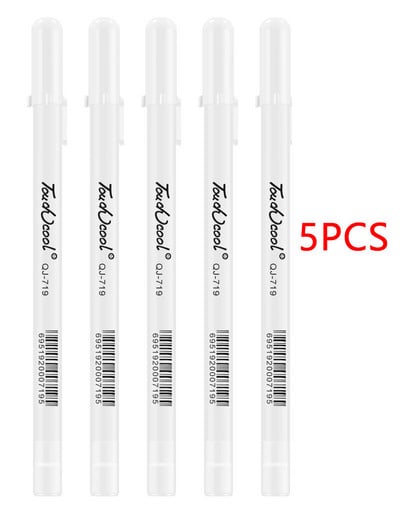 5PCS Bijela gel olovka Highlighter olovka 0,8 mm Kreativno slikanje Umjetnički markeri Markeri za skiciranje manga Set za crtanje Pribor za pisanje