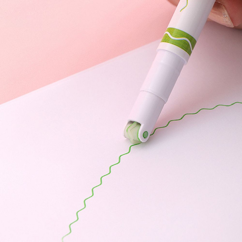 3/6 vnt Linijinės formos paryškinimo rašikliai Novelty Curve Liner Highlighter Pen Kelių spalvingų ritinėlių antgalių raštinės reikmenys mokyklos grafiti rašiklis