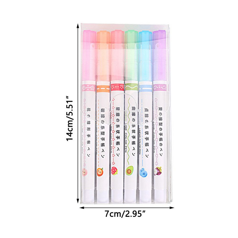 3/6 vnt Linijinės formos paryškinimo rašikliai Novelty Curve Liner Highlighter Pen Kelių spalvingų ritinėlių antgalių raštinės reikmenys mokyklos grafiti rašiklis