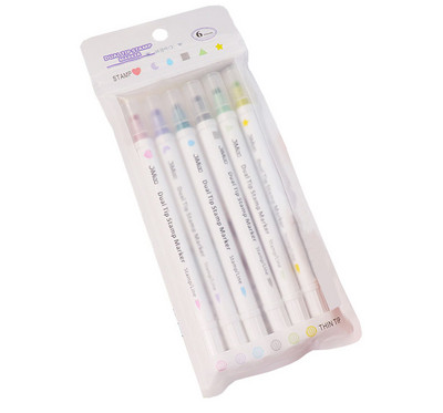 6-farebná pečiatka s hviezdičkami/srdcami/mesiacmi/kvapkami/štvorcovými motívmi, obojstranná umelecká fixka, zvýrazňovač, pero na scrapbooking, denník, plagát, vianočná pohľadnica
