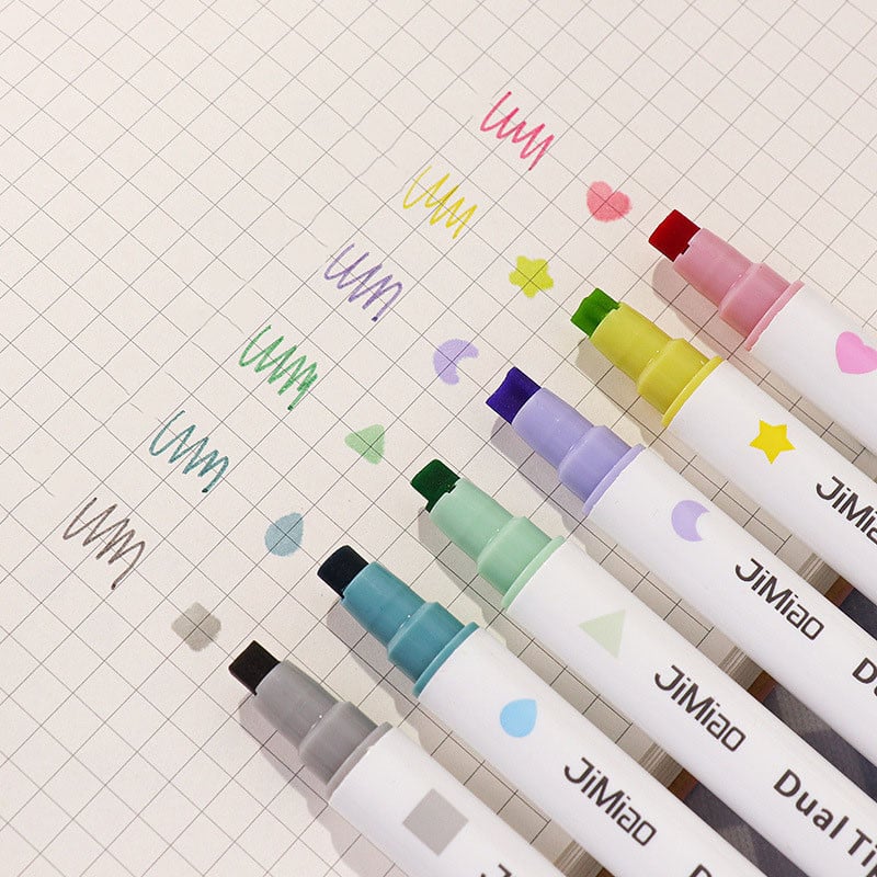 6-farebná pečiatka s hviezdičkami/srdcami/mesiacmi/kvapkami/štvorcovými motívmi, obojstranná umelecká fixka, zvýrazňovač, pero na scrapbooking, denník, plagát, vianočná pohľadnica