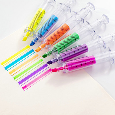 6 buc Asistentă Pen Noutate Highlighter Pen Papetărie Seringă Highlighter Fluorescent Ac Tube Acuarela Nite Writer Pen