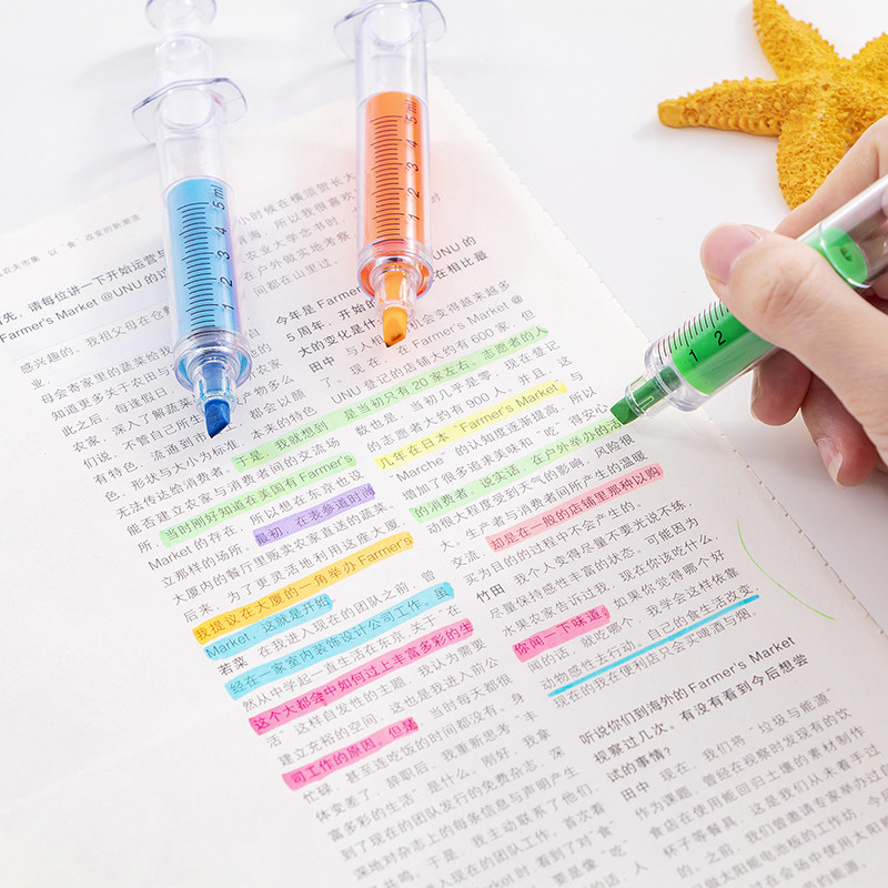 6 buc Asistentă Pen Noutate Highlighter Pen Papetărie Seringă Highlighter Fluorescent Ac Tube Acuarela Nite Writer Pen