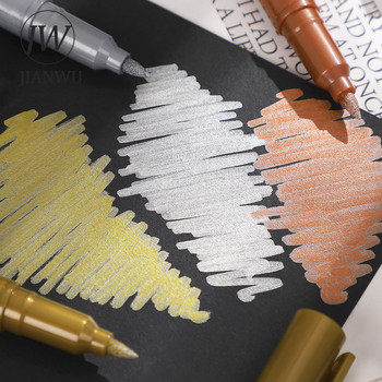 JIANWU 8 Χρώματα/Σετ Μεταλλικό Υλικό Επισήμανσης DIY Περιοδικό Υλικό Φοιτητής Σχέδιο Τέχνης Μαρκαδόροι Στυλό Γραφικής ύλης Σχολικά είδη γραφής