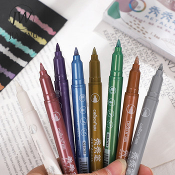 JIANWU 8 цвята/комплект метален хайлайтер Направи си сам материал за дневник Студентски рисунки Арт Маркери Писалка Канцеларски материали Училищни принадлежности за писане