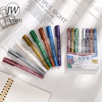 JIANWU 8 цвята/комплект метален хайлайтер Направи си сам материал за дневник Студентски рисунки Арт Маркери Писалка Канцеларски материали Училищни принадлежности за писане