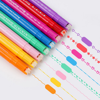 8 τεμάχια/σετ Διπλής άκρης Graph Curve & Marker Highlighters Στυλό Stationery Scrapbooking για παιδικά δώρα Σχολικά είδη