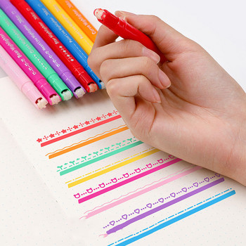 8 τεμάχια/σετ Διπλής άκρης Graph Curve & Marker Highlighters Στυλό Stationery Scrapbooking για παιδικά δώρα Σχολικά είδη