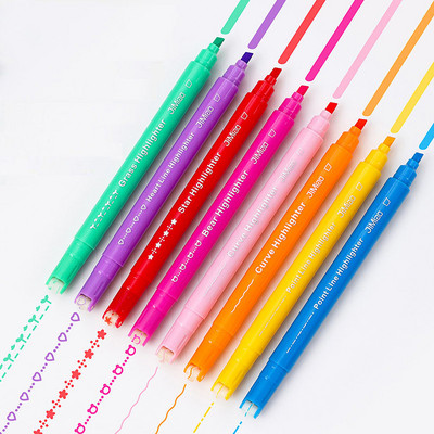 8Pcs/set Double-ended Graph Curve & Marker Highlighters Olovka Papirni materijal Scrapbooking za dječje darove Školski pribor