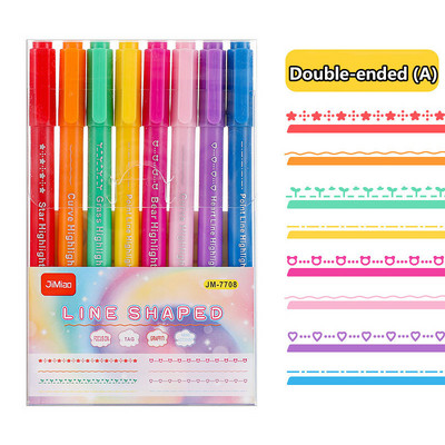 8Pcs/set Double-ended Graph Curve & Marker Highlighters Olovka Papirni materijal Scrapbooking za dječje darove Školski pribor