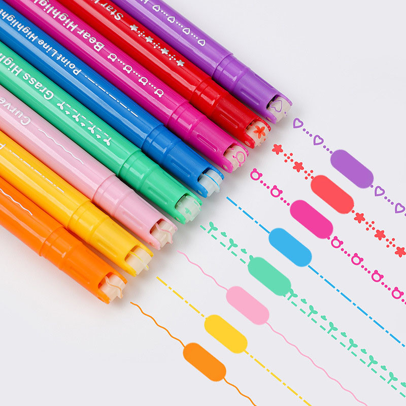 8Pcs/set Double-ended Graph Curve & Marker Highlighters Olovka Papirni materijal Scrapbooking za dječje darove Školski pribor