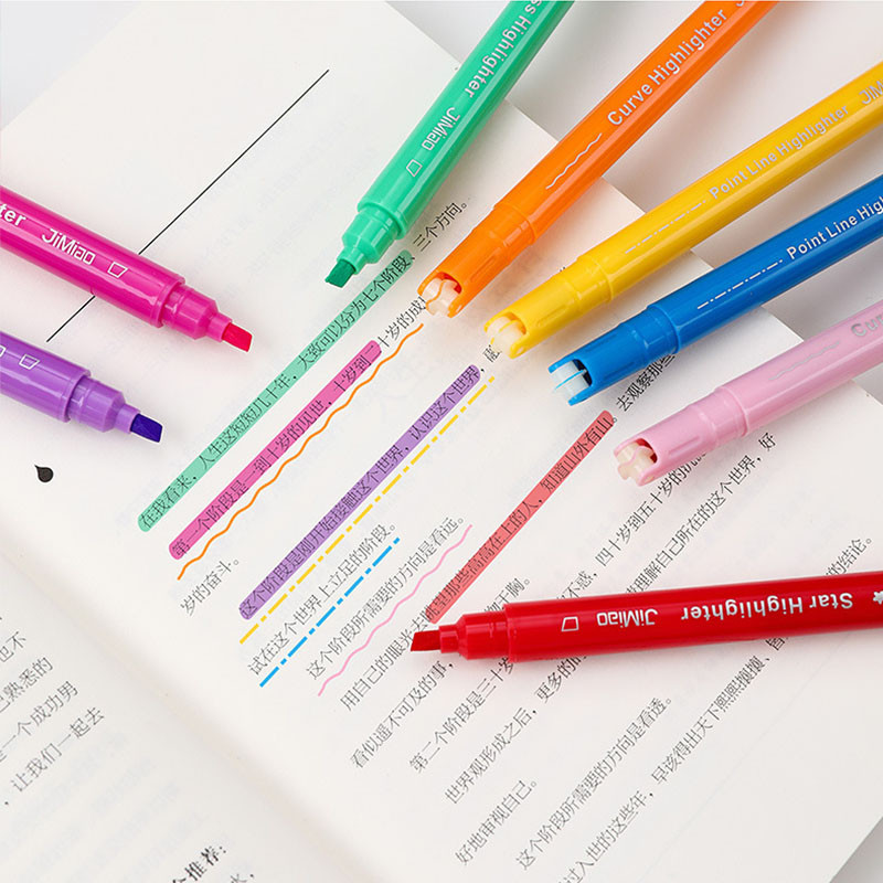 8Pcs/set Double-ended Graph Curve & Marker Highlighters Olovka Papirni materijal Scrapbooking za dječje darove Školski pribor