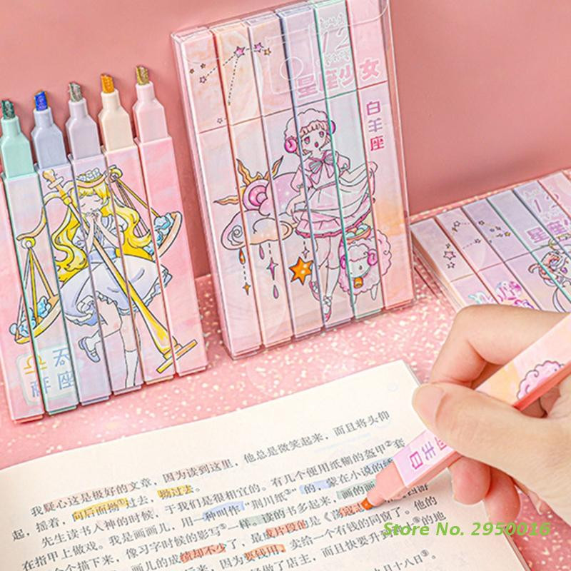 Set markera Constellation od 6 komada, šarene flomastere s vrhom dlijeta, brzo sušenje za djecu, odrasle, bojanje, bilježenje