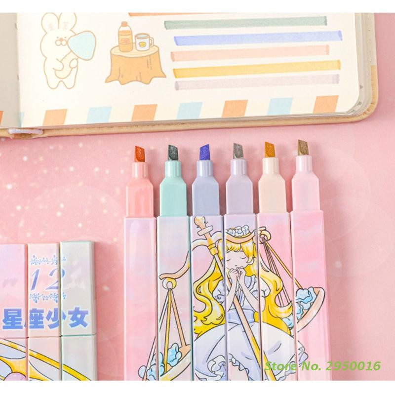 Set markera Constellation od 6 komada, šarene flomastere s vrhom dlijeta, brzo sušenje za djecu, odrasle, bojanje, bilježenje