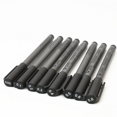 Marker pentru desen de linie artistică 0,05 0,1 0,2 0,3 0,4 0,5 0,6 0,8 8 buc./set Marker cu vârf din fibră neagră