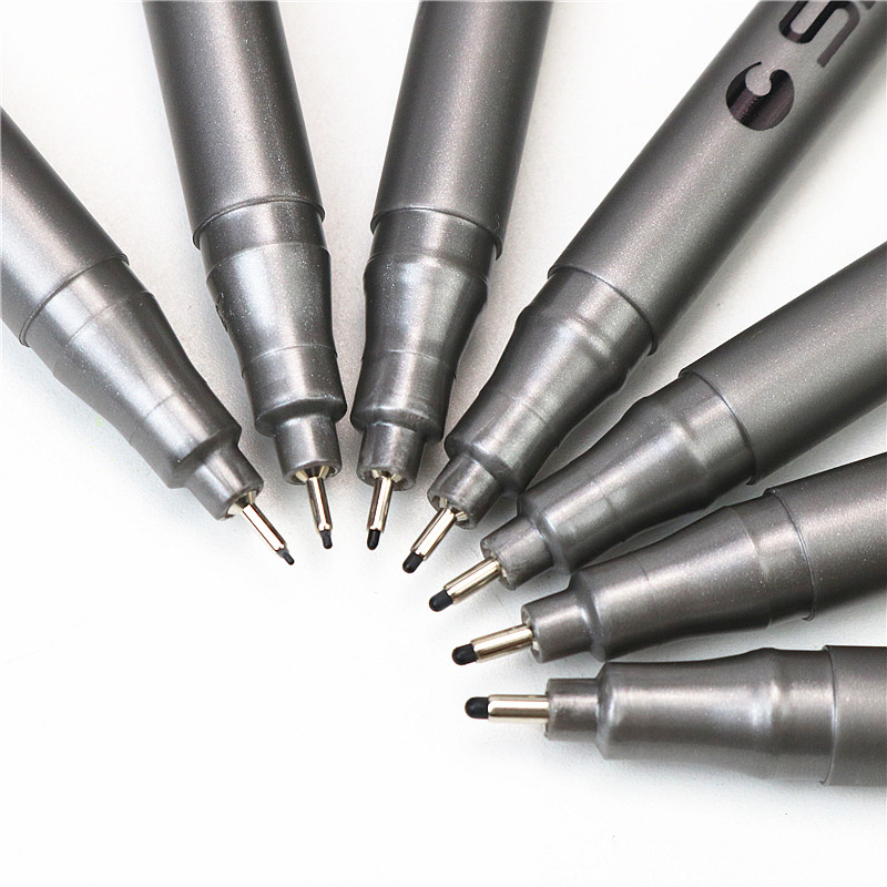 Marker pentru desen de linie artistică 0,05 0,1 0,2 0,3 0,4 0,5 0,6 0,8 8 buc./set Marker cu vârf din fibră neagră