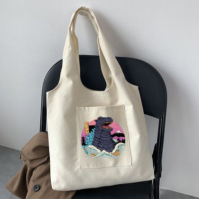Ženska torba Platnena torba velikog kapaciteta Putna japanska mačka s printom Prijenosna torba za kupovinu na rame Sklopive ekološke torbe za višekratnu upotrebu