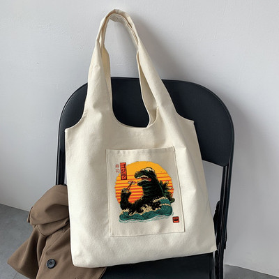 Ženska torba Platnena torba velikog kapaciteta Putna japanska mačka s printom Prijenosna torba za kupovinu na rame Sklopive ekološke torbe za višekratnu upotrebu