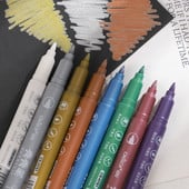 8Pcs/Set DIY Dnevnik Dekoracija Marker Kreativni metalik studentski materijal za crtanje Materijal za pisanje Umjetnički markeri Olovka Kawaii pribor